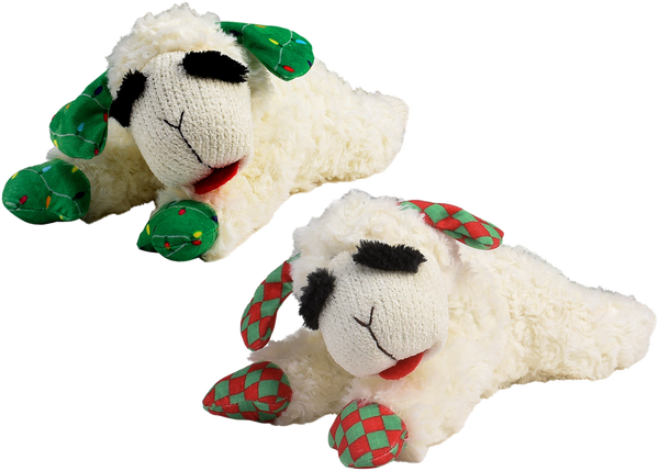 King Wholesale Multipet Holiday Christmas Lamb Chop 10.5" Plush Dog Toy