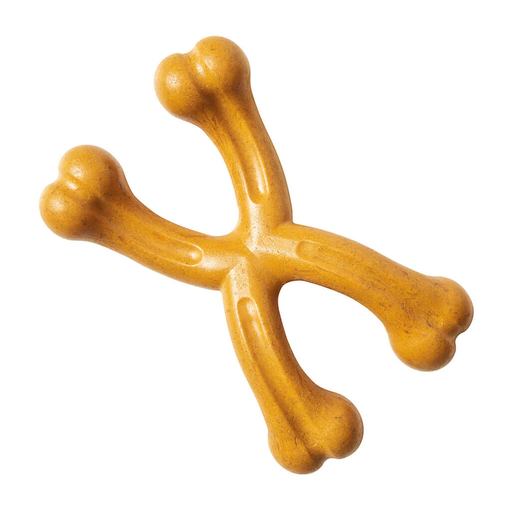 Bam-Bone Plus Double Wishbone Dog Chew Toy, Peanut Butter 7"