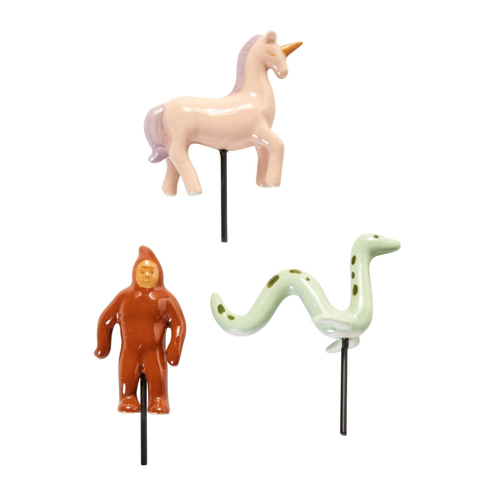 Mythical Creatures Hand-Painted Ceramic Plant Sticks (Set of 3) By Accent Decor