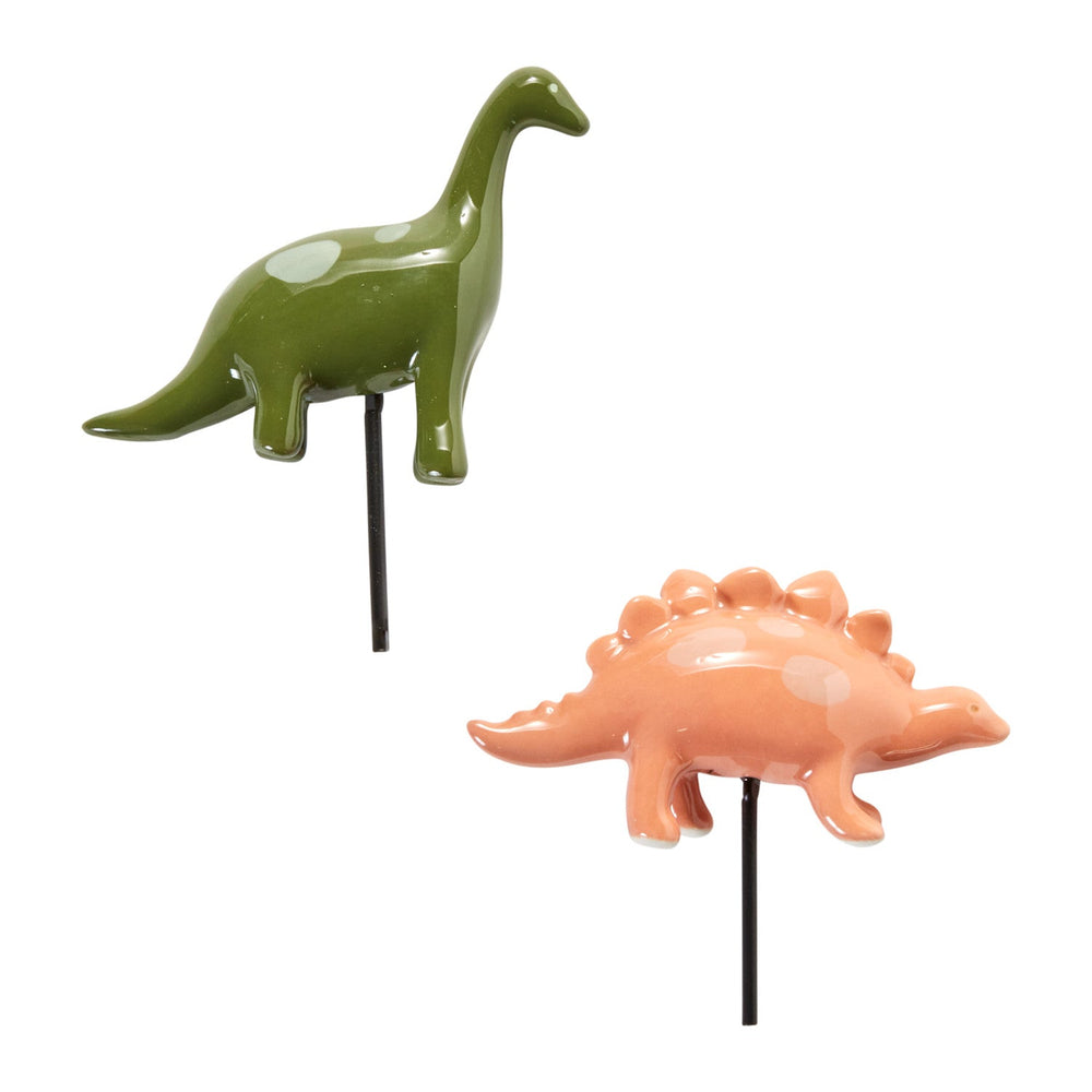Dinosaur Friends Hand-Painted Ceramic Plant Sticks (Set of 2) By Accent Decor