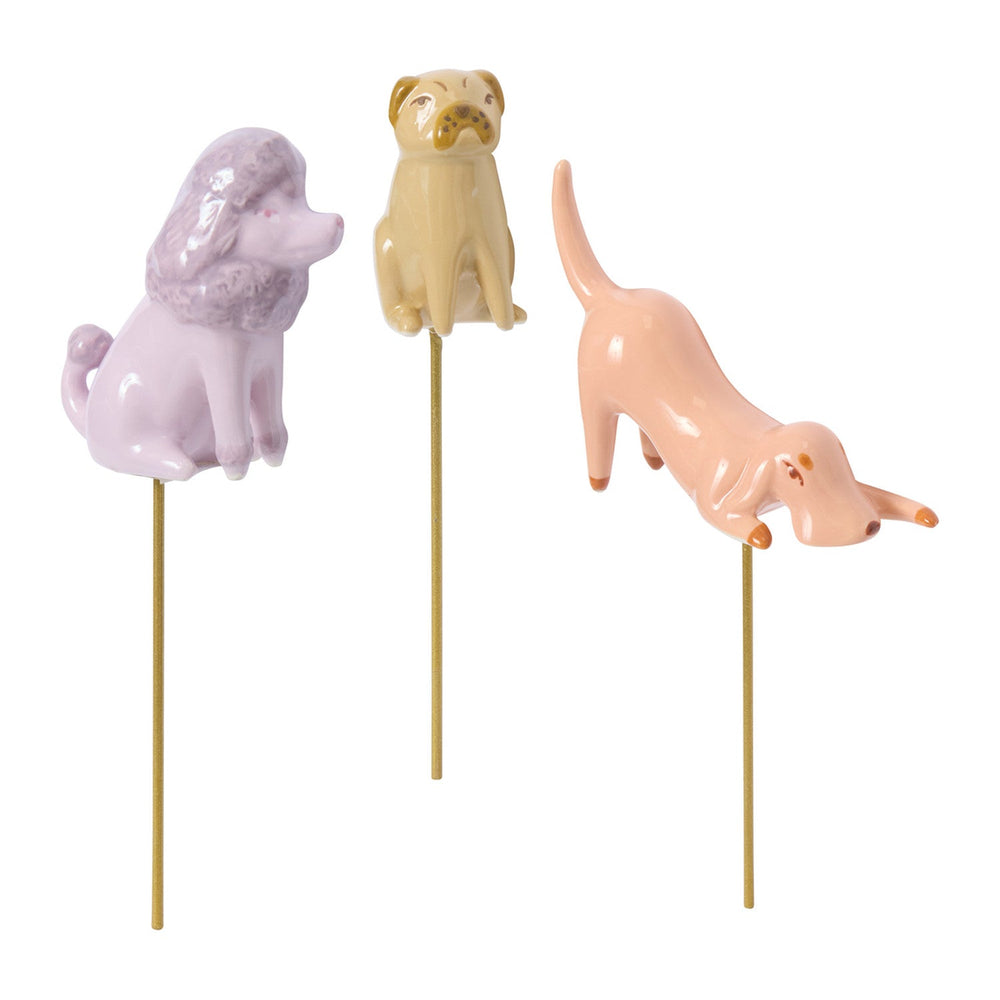 Playful Pups Ceramic Plant Sticks (Set of 3) By Accent Decor