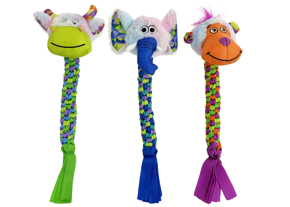 Multipet Pet Envy Braided Rope Animals Plush Dog Toy - 15"