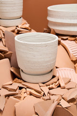 Salvage with Saucer Hand-Painted Textured Pot By Accent Decor