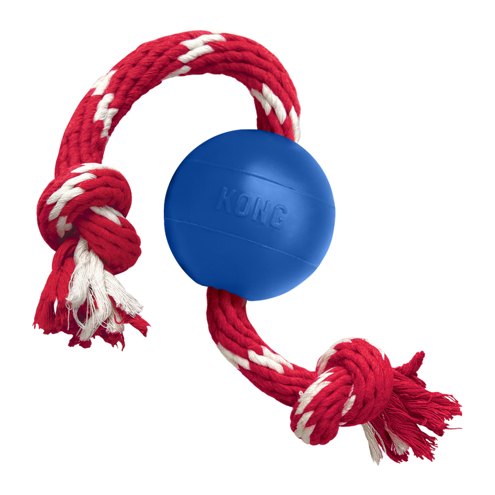 KONG Old Glory Ball with Rope Dog Toy, Small