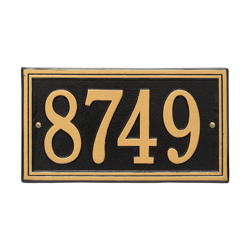 Whitehall Double Line Standard Wall 1-Line Personalized Address Plaque - Black/Gold