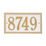 Whitehall Double Line Standard Wall 1-Line Personalized Address Plaque - White/Gold