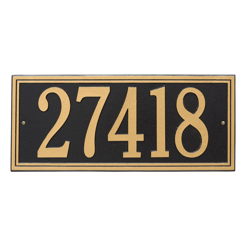 Whitehall Double Line Estate Wall 1-Line Personalized Address Plaque - Black/Gold
