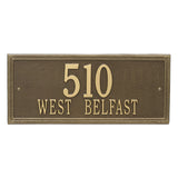 Whitehall Double Line Estate Wall 2-Line Personalized Address Plaque - Antique Brass