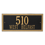 Whitehall Double Line Estate Wall 2-Line Personalized Address Plaque - Black/Gold