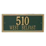 Whitehall Double Line Estate Wall 2-Line Personalized Address Plaque - Green/Gold
