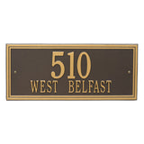 Whitehall Double Line Estate Wall 2-Line Personalized Address Plaque - Bronze/Gold