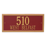 Whitehall Double Line Estate Wall 2-Line Personalized Address Plaque - Red/Gold