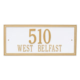 Whitehall Double Line Estate Wall 2-Line Personalized Address Plaque - White/Gold