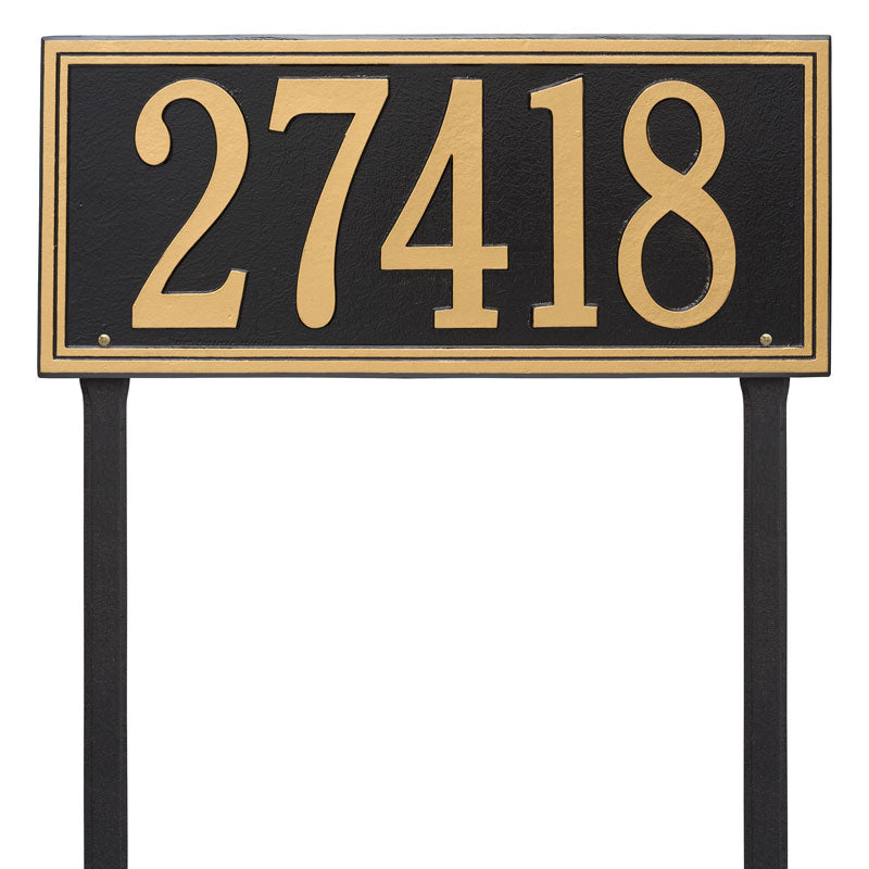 Whitehall Double Line Estate Lawn 1-Line Personalized Address Plaque - Black/Gold