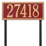 Whitehall Double Line Estate Lawn 1-Line Personalized Address Plaque - Red/Gold