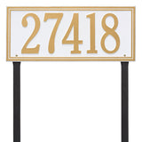 Whitehall Double Line Estate Lawn 1-Line Personalized Address Plaque - White/Gold