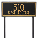 Whitehall Double Line Estate Lawn 2-Line Personalized Address Plaque - Black/Gold