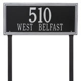 Whitehall Double Line Estate Lawn 2-Line Personalized Address Plaque - Black/Silver