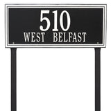 Whitehall Double Line Estate Lawn 2-Line Personalized Address Plaque - Black/White