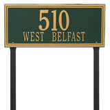 Whitehall Double Line Estate Lawn 2-Line Personalized Address Plaque - Green/Gold