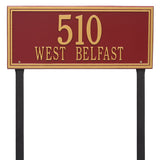 Whitehall Double Line Estate Lawn 2-Line Personalized Address Plaque - Red/Gold