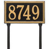 Whitehall Double Line Standard Lawn 1-Line Personalized Address Plaque - Black/Gold