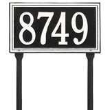 Whitehall Double Line Standard Lawn 1-Line Personalized Address Plaque - Black/White