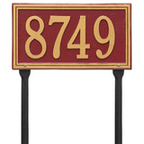 Whitehall Double Line Standard Lawn 1-Line Personalized Address Plaque - Red/Gold