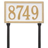 Whitehall Double Line Standard Lawn 1-Line Personalized Address Plaque - White/Gold