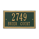 Whitehall Double Line Standard Wall 2-Line Personalized Address Plaque - Green/Gold