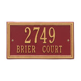 Whitehall Double Line Standard Wall 2-Line Personalized Address Plaque - Red/Gold