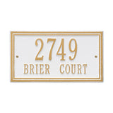 Whitehall Double Line Standard Wall 2-Line Personalized Address Plaque - White/Gold