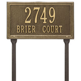 Whitehall Double Line Standard Lawn 2-Line Personalized Address Plaque - Antique Brass