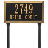 Whitehall Double Line Standard Lawn 2-Line Personalized Address Plaque - Black/Gold