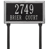 Whitehall Double Line Standard Lawn 2-Line Personalized Address Plaque - Black/Silver