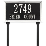 Whitehall Double Line Standard Lawn 2-Line Personalized Address Plaque - Black/White