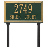 Whitehall Double Line Standard Lawn 2-Line Personalized Address Plaque - Green/Gold