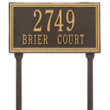 Whitehall Double Line Standard Lawn 2-Line Personalized Address Plaque - Bronze/Gold