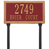 Whitehall Double Line Standard Lawn 2-Line Personalized Address Plaque - Red/Gold