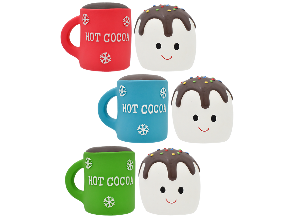 Multipet 3.5" Latex Hot Cocoa/Marshmallow Dog Toy, 2-Pack