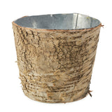 Birch with Zinc Wood Decorative Vessels By Accent Decor - Pot with Zinc 5.5" x 5"