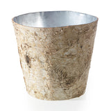 Birch with Zinc Wood Decorative Vessels By Accent Decor - Pot with Zinc 10.5" x 9.75"