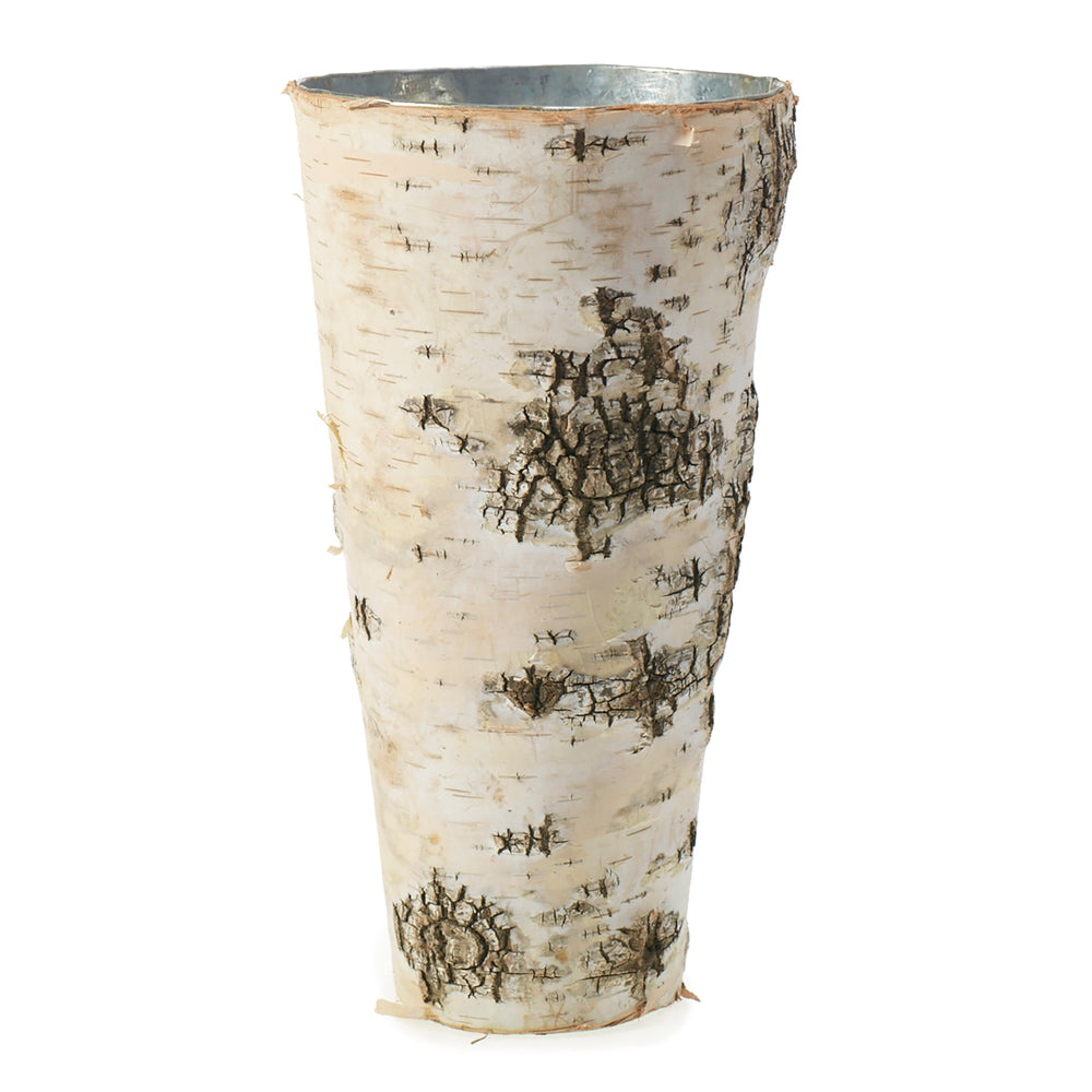 Birch with Zinc Wood Decorative Vessels By Accent Decor - Vase with Zinc 4.75" x 9"