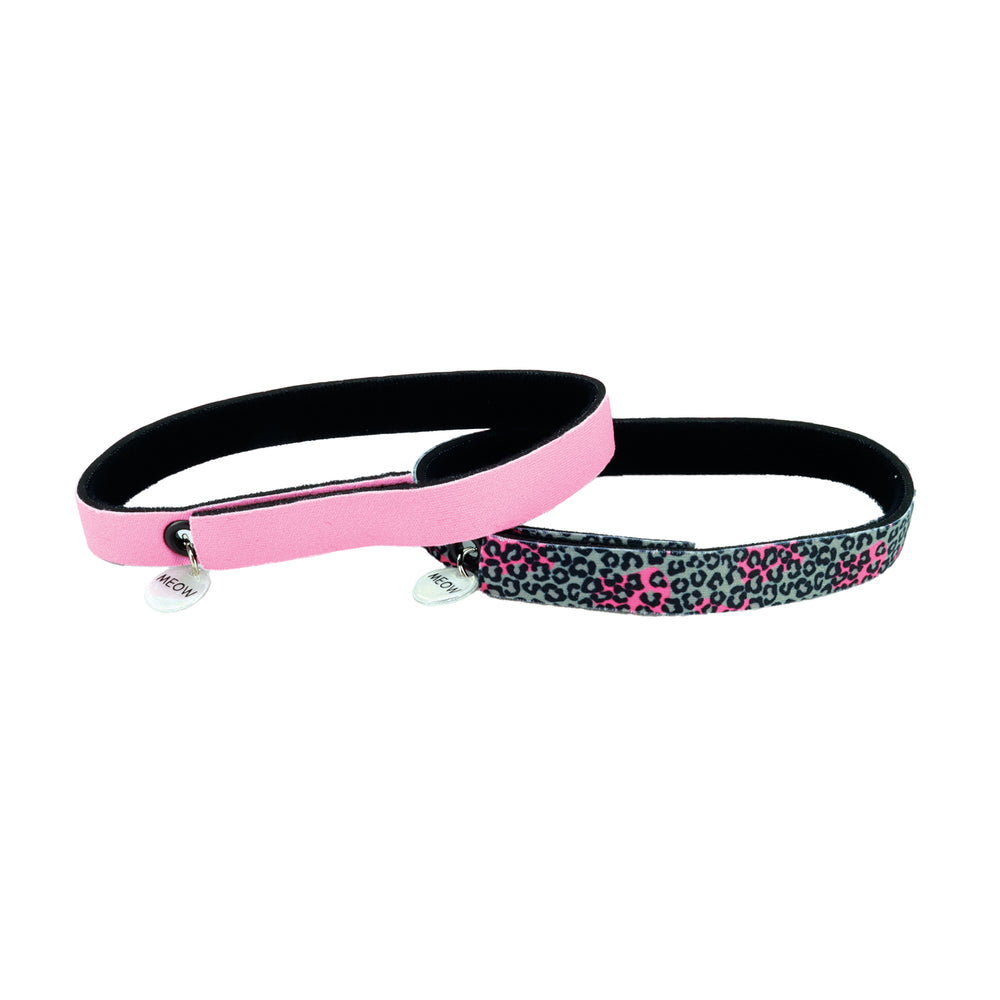 ElastaCat FlexFit Cat Collar, 2-Pack - Cheetah and Neon Pink