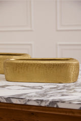 Blaze Textured Carved Trough Vessel By Accent Decor