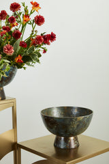 Edinburgh Oxidized Metal Floral Compotes By Accent Decor - 9" x 6" - Image 2