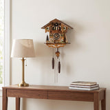 Hermle Kissing Couple Musical Chalet Quartz Cuckoo Clock, 6205TQ - shown hanging on a wall