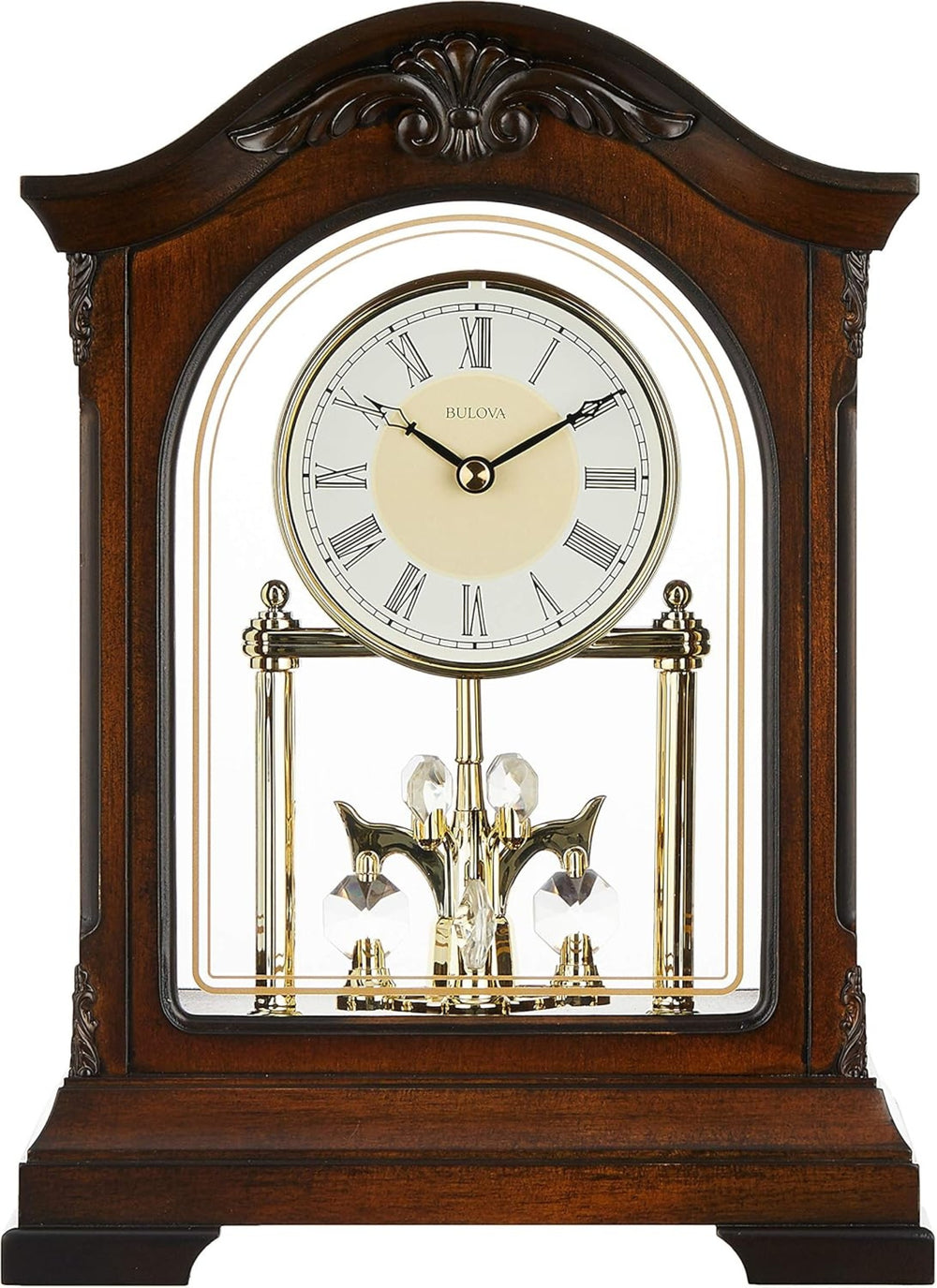 Bulova B1845 Durant Chiming Solid Wood Mantel Tabletop Clock