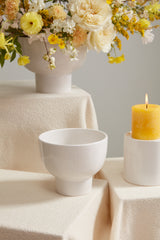 Orion Glossy White Ceramic Floral Compotes By Accent Decor - 6.5" x 5.25" - Image 2