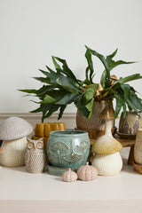 Biloba with Saucer Ceramic Pots By Accent Decor